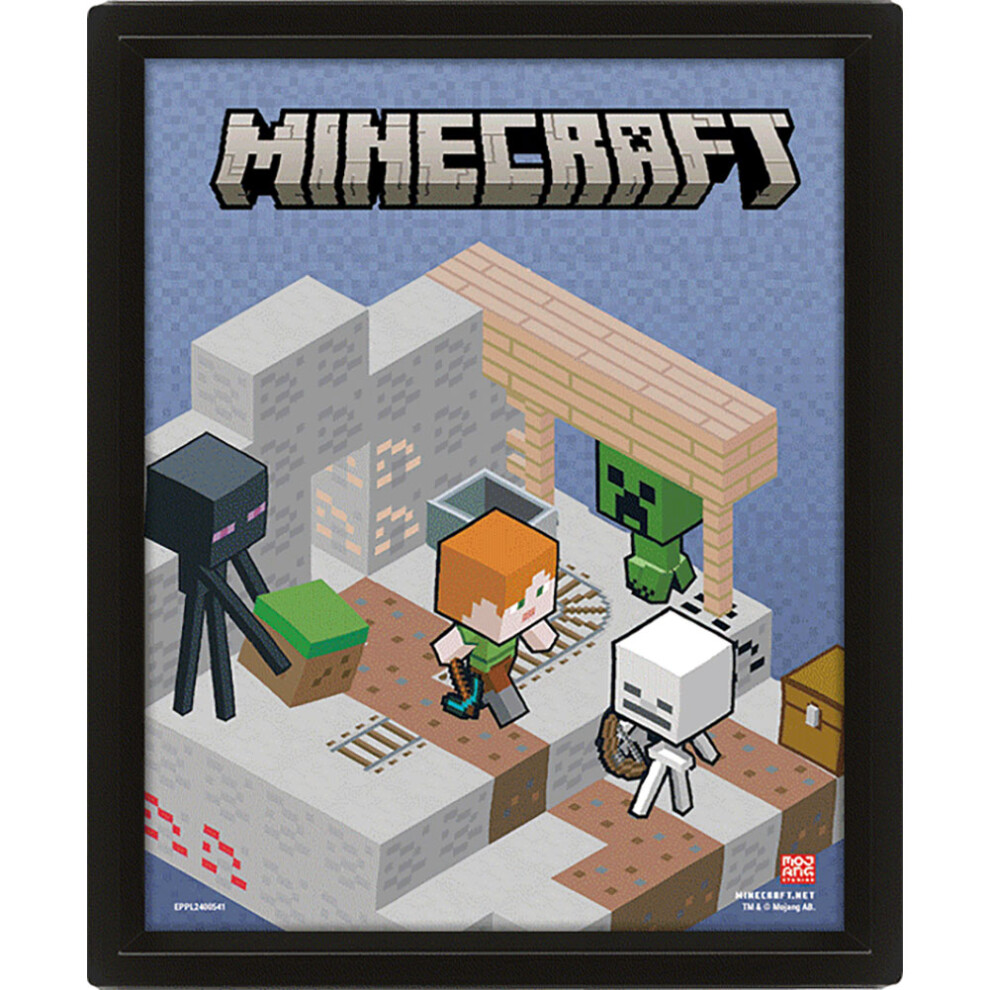 Minecraft Terrain 3D Framed Picture