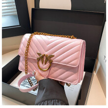 (Pink) Fashionable shoulder bag for women, small square bag, double compartment popular swallow bag, crossbody bag