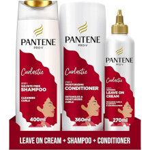 Pantene Pro-V Curlastic Curl Care Set: Sulfate-Free Shampoo 400ml, Deep Moisturizing Conditioner 360ml, Defining Anti-Frizz Leave-On Cream 270ml