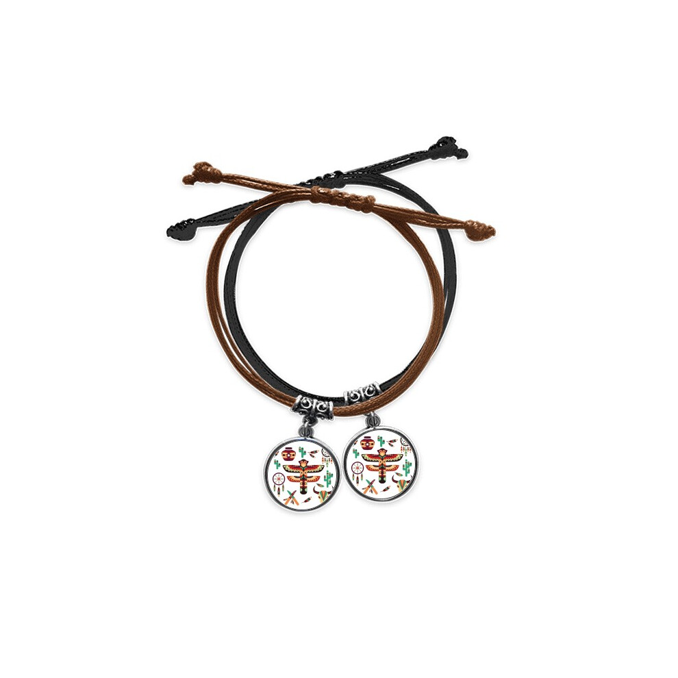 Photos - Bracelet traditional american dream catcher indian  double leather wristband couple set