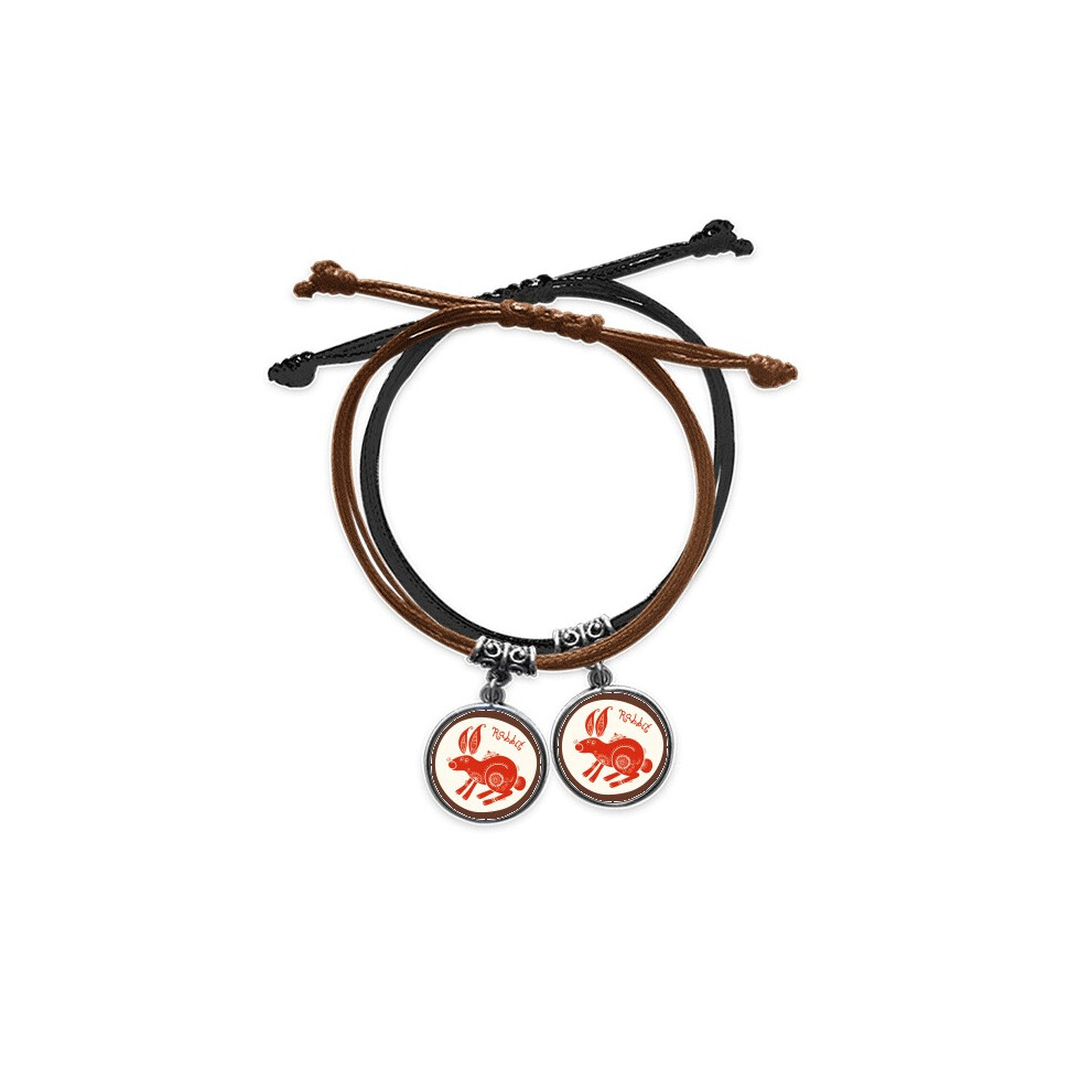 Photos - Bracelet year of rabbits animal china zodiac red  double leather wristband couple set