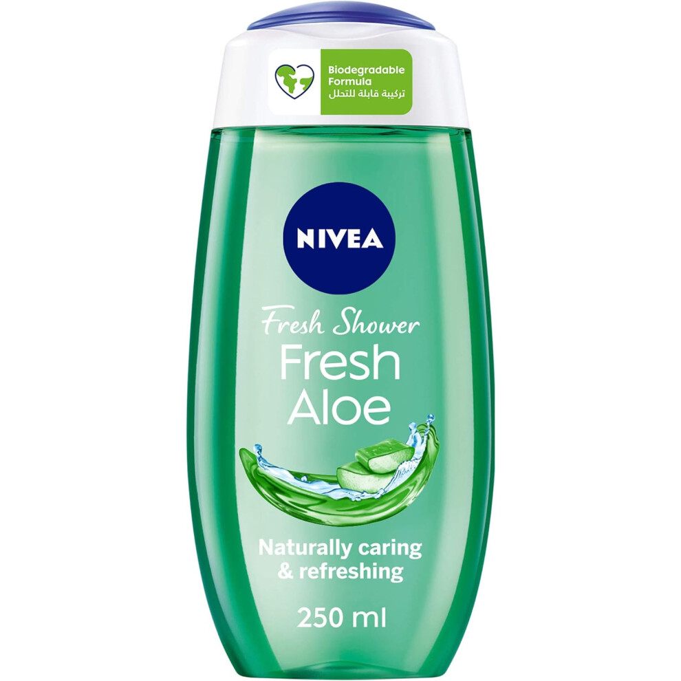 NIVEA Shower Gel Fresh Aloe Natural Aloe Vera Fresh Scent Body Wash 250ml