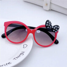 (Red) Sunglasses Girls Boys Shiny Bowknot Sun Glasses Lovely Cat Children Eyewear Fashion Gradient Eyeglasses UV400