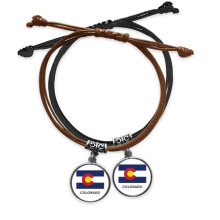 american state flag profile colorado bracelet double leather wristband couple set