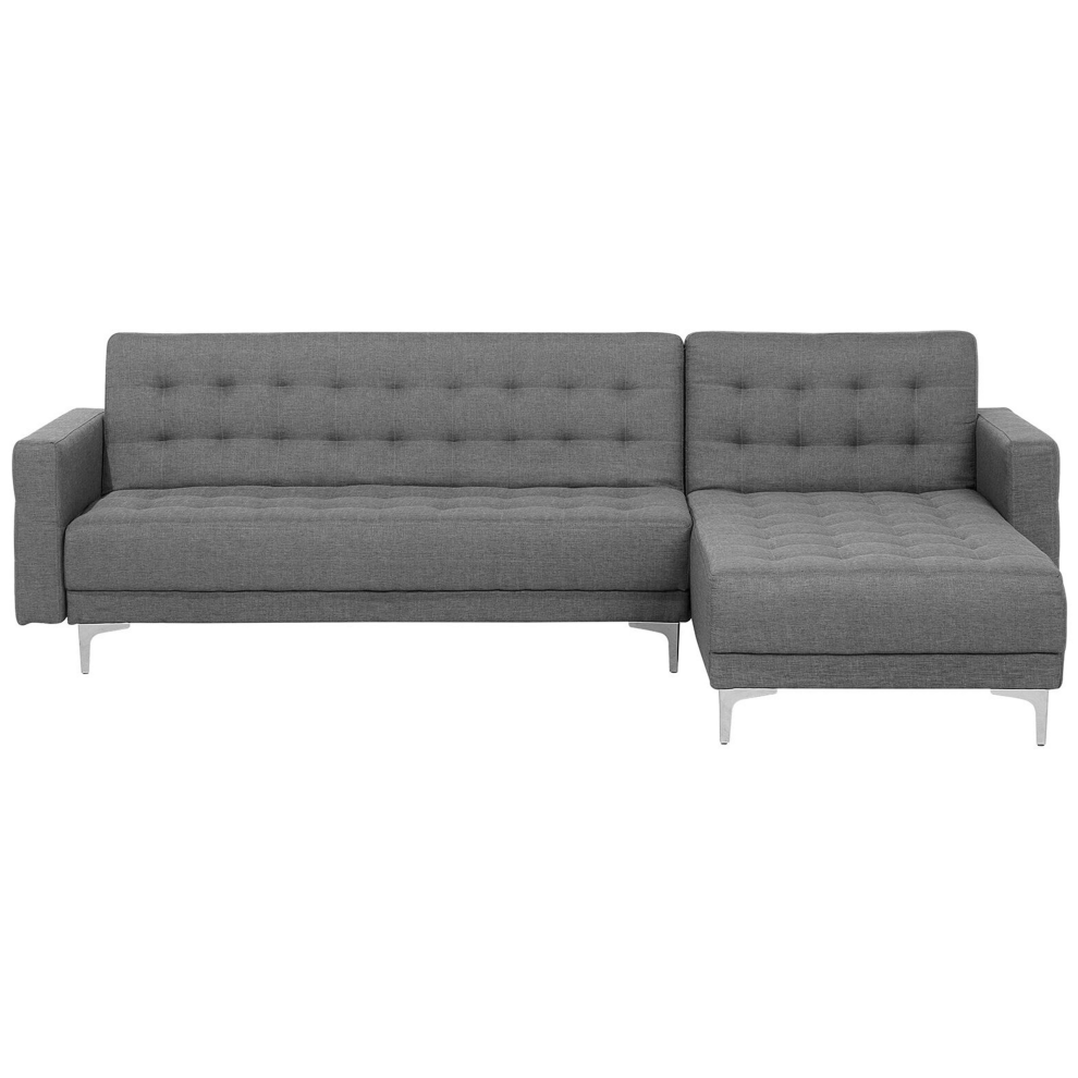 Left Hand Fabric Corner Sofa Grey ABERDEEN