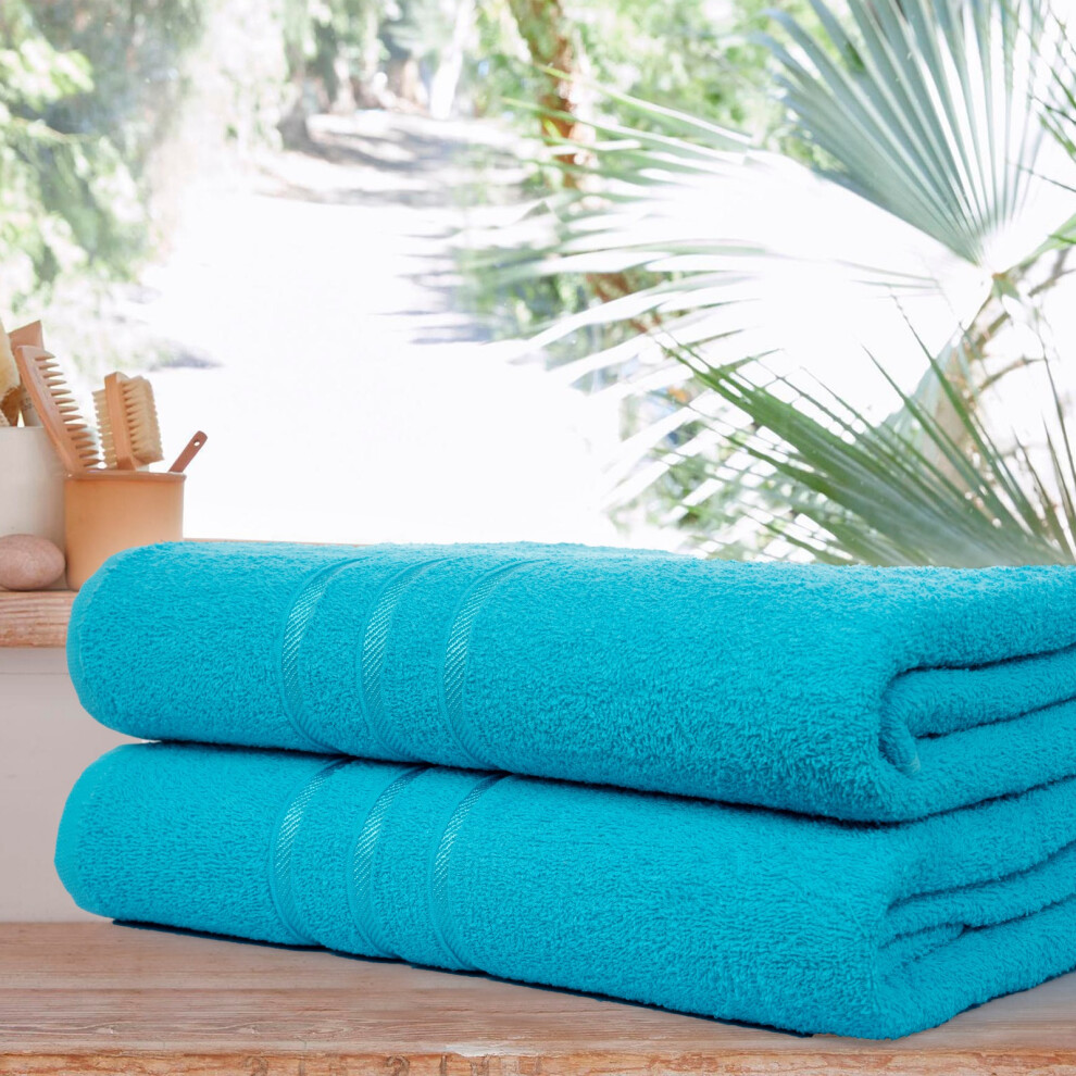 (AQUA) Large 2-Piece Bale Bath Towel Sheets Super Soft & Highly Absorbent