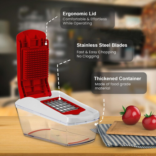 AEX Vegetable Chopper & Mandoline Slicer with 8 Blades Red Tool 1