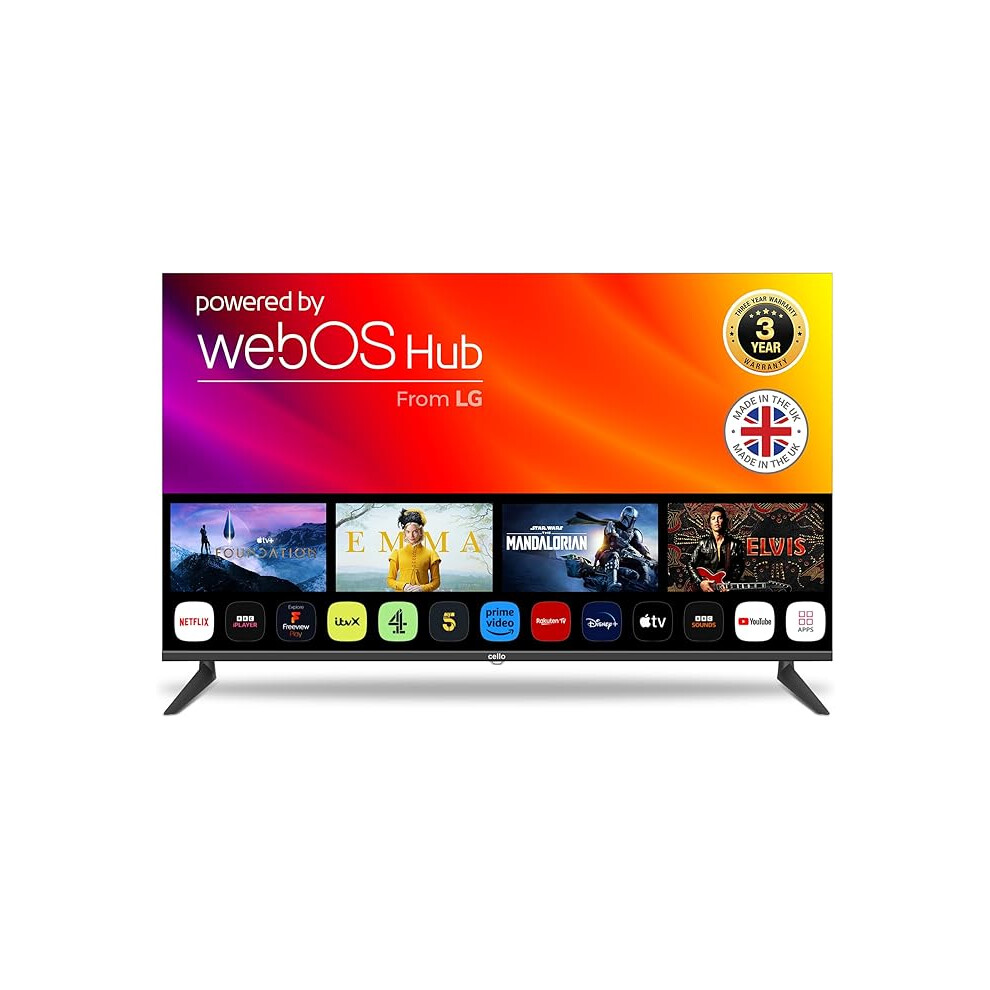 Cello 50â³ inch Smart Ultrafast WebOS 4K TV, 3 Years Warranty, Freeview Play FreeSat, Bluetooth