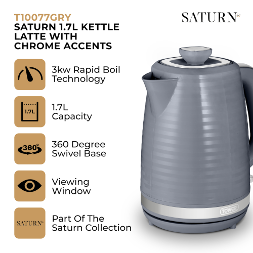 Tower Saturn Kettle Chrome Accents T10077GRY (Grey) 1