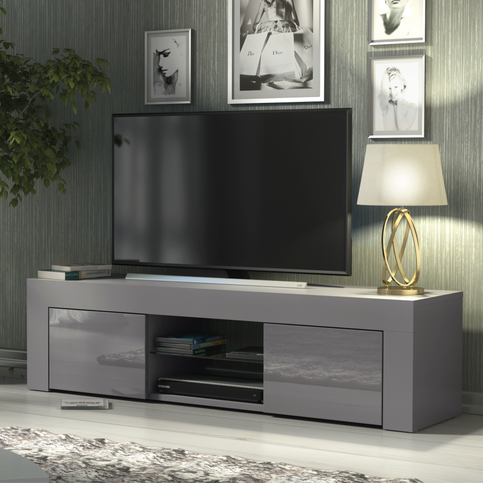 TV Unit 130cm Creative Furniture - Dark Grey Gloss Doors