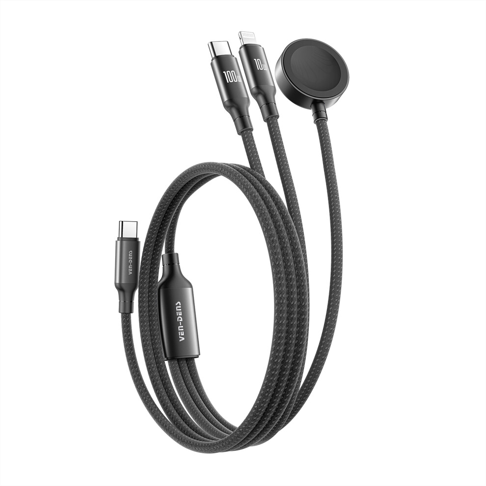 Ven-Dens 100W 3 In 1 Multi Usb C To Usb C Micro Usb And Iwatch Charger Cable 3477044365995
