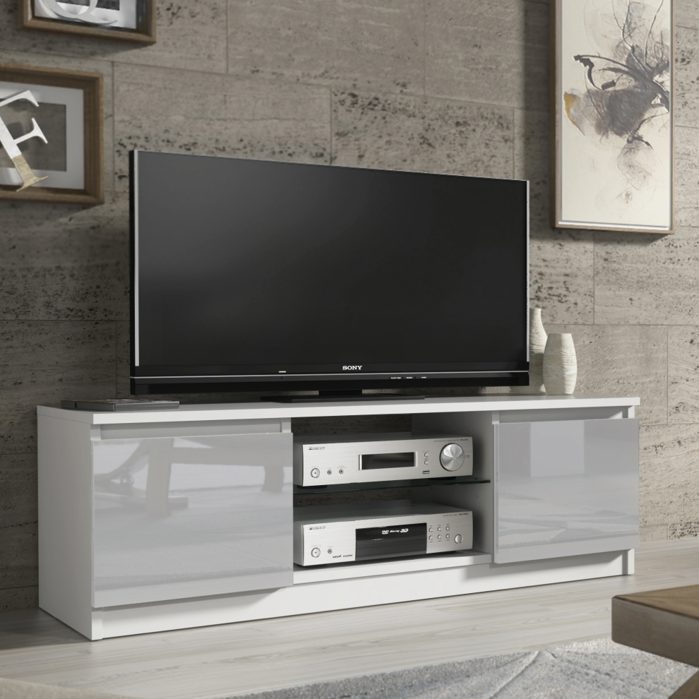 TV Unit 120cm Creative Furniture - White &Grey Gloss Doors