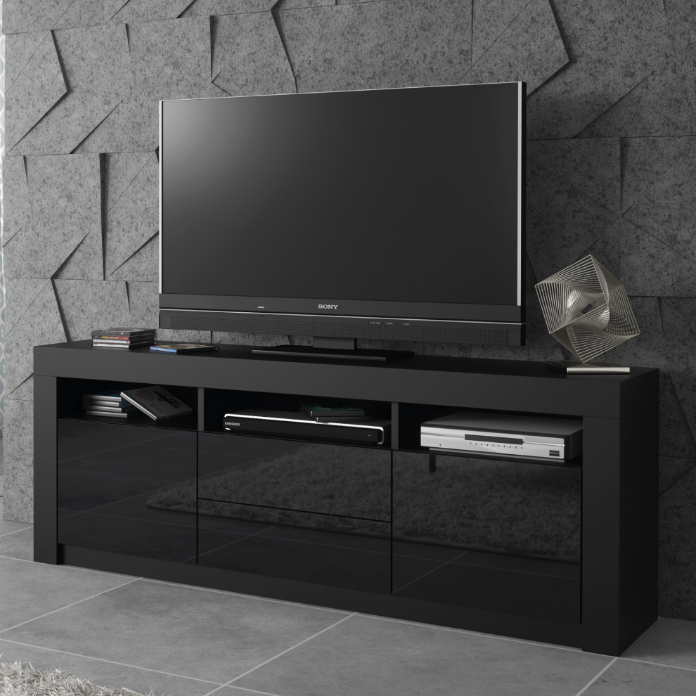 TV Unit 160cm Creative Furniture - Black Gloss Doors