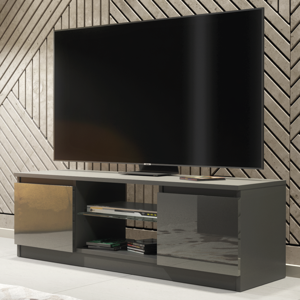 TV Unit 120cm Creative Furniture - Dark Grey Gloss Doors