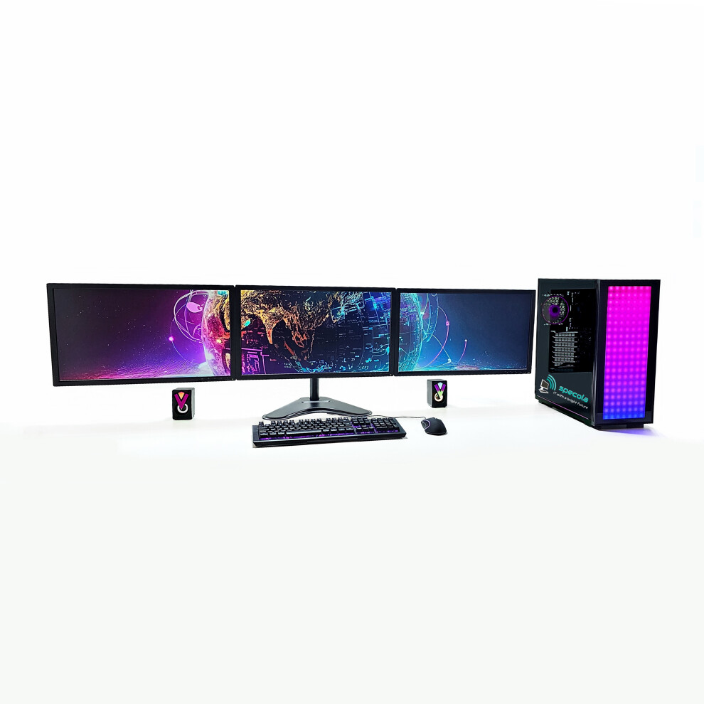 (RTX 4060, Triple Monitor) Gaming PC Bundle Multi Monitor i7 32GB DDR4 RTX Win 11