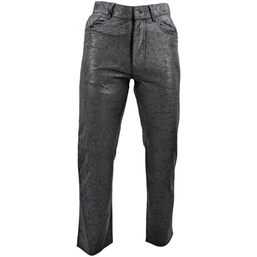 (W34 L28) DIESEL P MARDEN 0CFAK Means Leather Jeans Pant