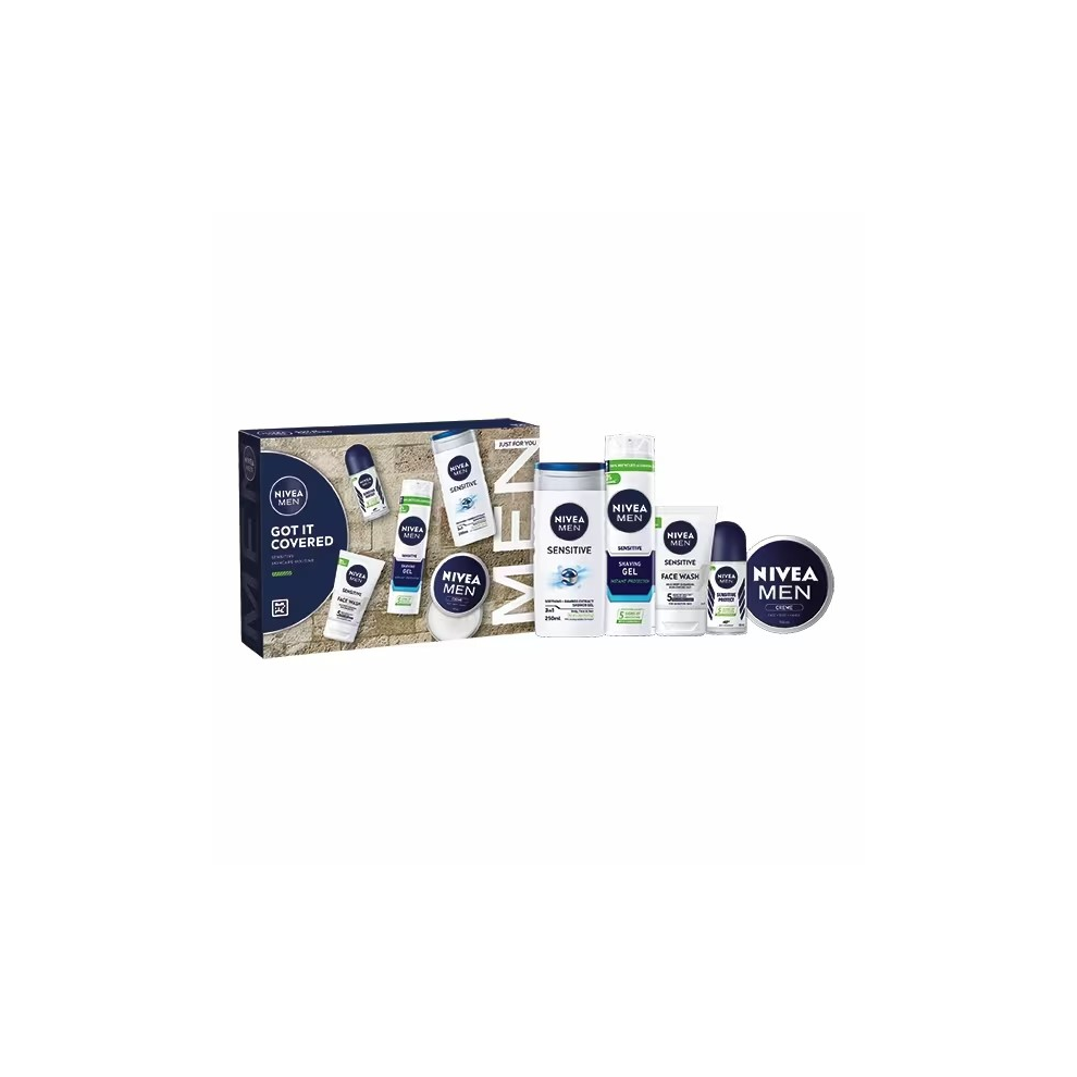 Nivea Men Sensitive 5pc Gift Set 250ml Shower Gel 200ml Shaving Gel