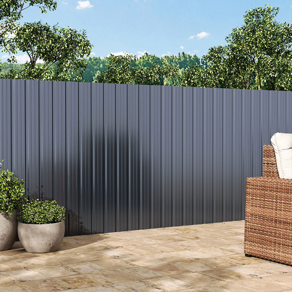 (Grey) Set of 6 Steel Corrugated Panels for Roofing, Carports, Tool Sheds