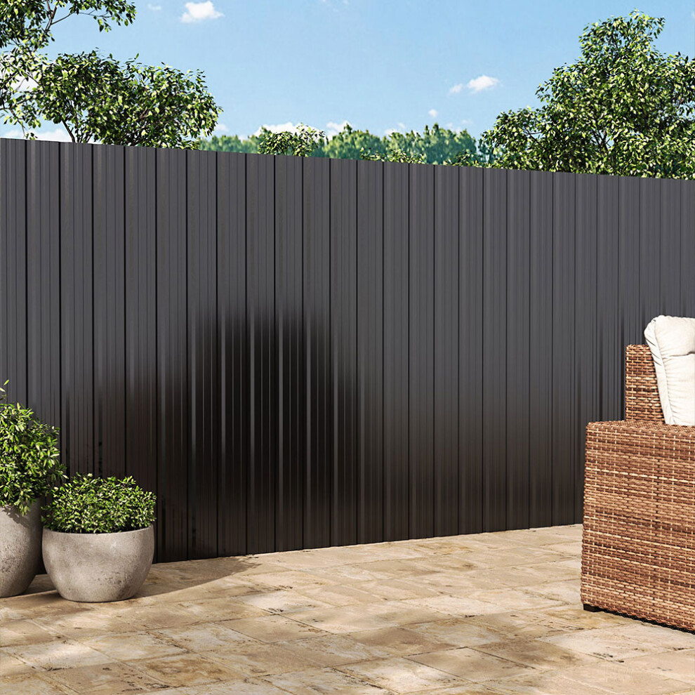 129cm L x 45cm W Steel Corrugated Panels Roofing Sheet Charcoal Black, Set of 6