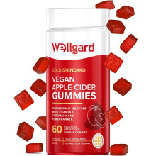 Vegan Apple Cider Vinegar Gummies by Wellgard Gold Standard 1000mg ACV Gummies with Vitamin C Chromium and Pomegranate NonGMO GlutenFree GelatineFree