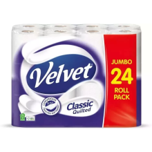 Velvet Classic Quilted 3 ply Toilet Tissue Rolls 24 Count (Pack of 3)