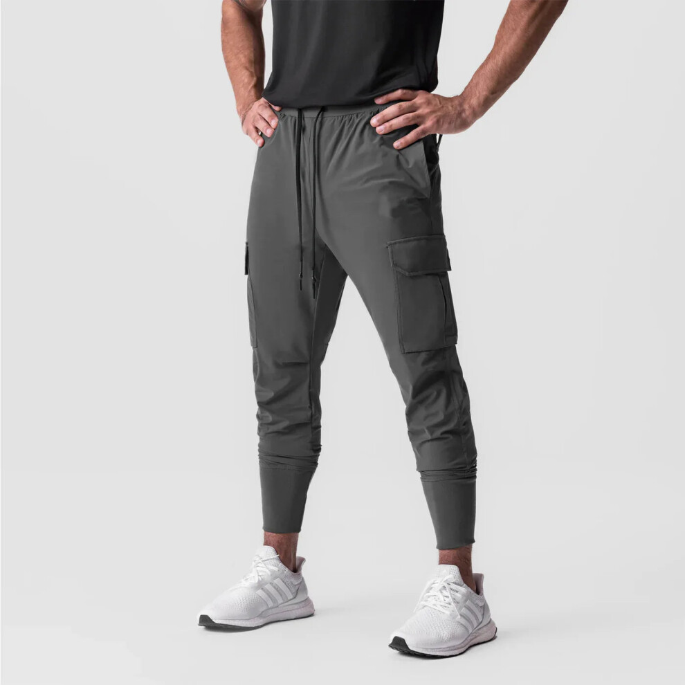 (Dark grey, XL) Summer Thin Loose Quick Drying Stretchy Running Training Pants