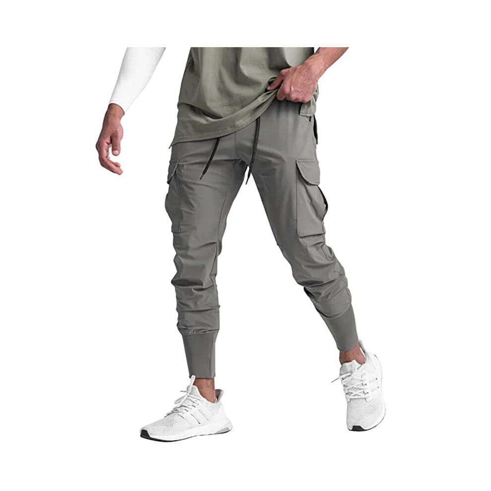 (grey, S) Summer Thin Loose Quick Drying Stretchy Running Training Pants