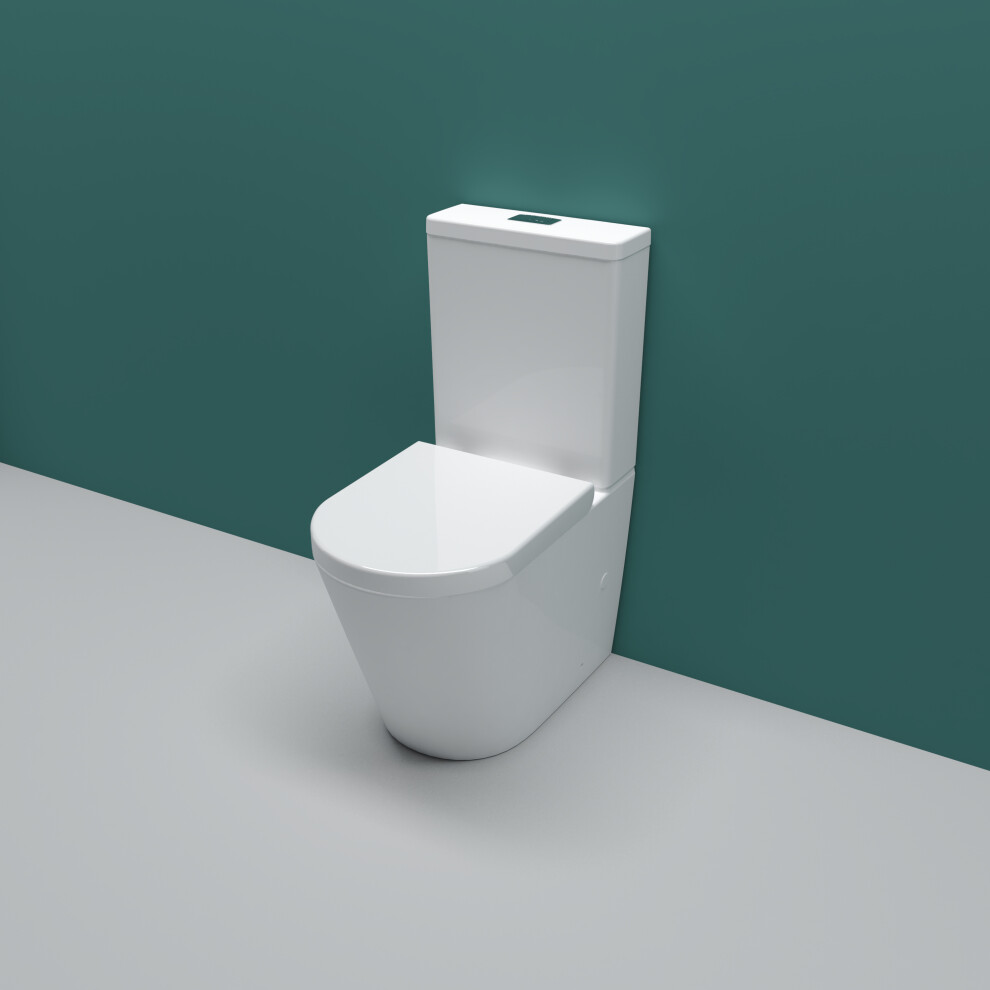 AICA Bathroom Rimless Close Coupled Toilet Modern WC Pan Cistern Soft Close Seat