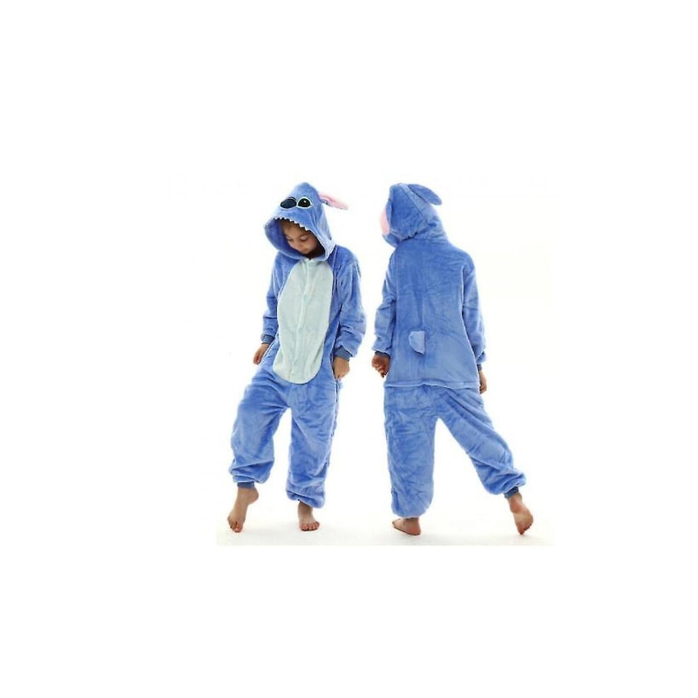(110cm) Stitch Kigurumi Kids Pyjamas Warm Nightwear Animals Onesies