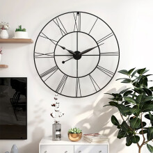 (Dark Grey) 80CM Large Vintage Metal Roman Numeral Wall Clock