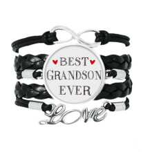 best grandson ever quote relatives bracelet love accessory twisted leather knitting  wristband