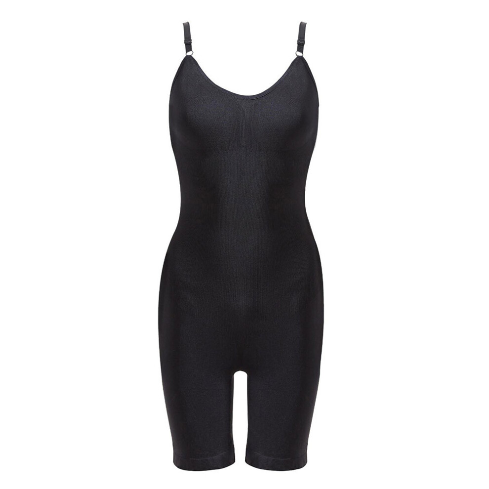 (Black, L) Black Female Tummy Control Seamless Bodyshorts Sculpting Shapewear Bodysuit Top