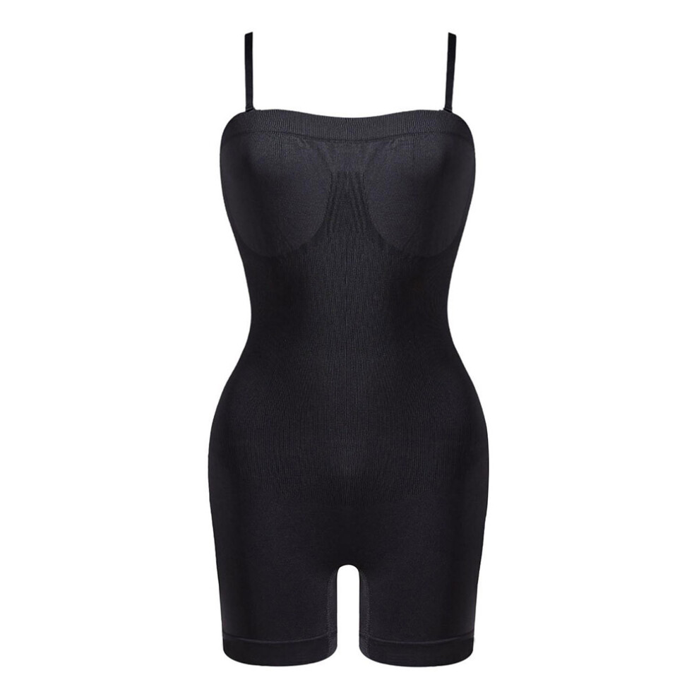 (Black, S) Bandeau Tummy Control Seamless Bodyshorts Shapewear Bodysuit Top