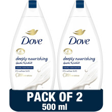 DOVE Deeply Nourishing Body Wash for Instantly Moisturized Skin 500ml Pack Of 2 | No Sulfates & Parabens | Triple Moisture Serum Shower Gel
