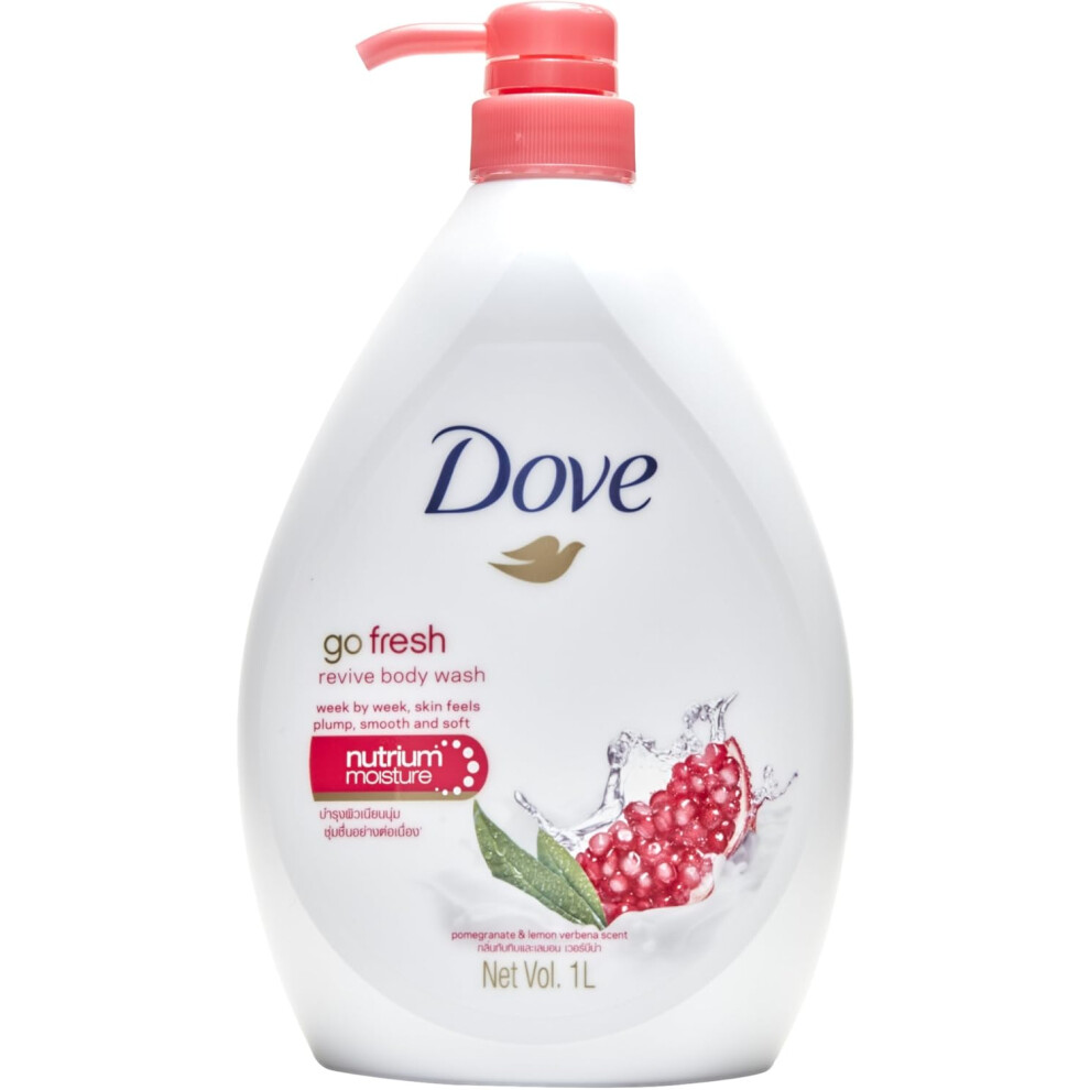 DOVE Go Fresh Revive Body Wash Pomegranate & Lemon Verbena Scent 1 Liter |NutriumMoisture |Light hydration & refreshing formula