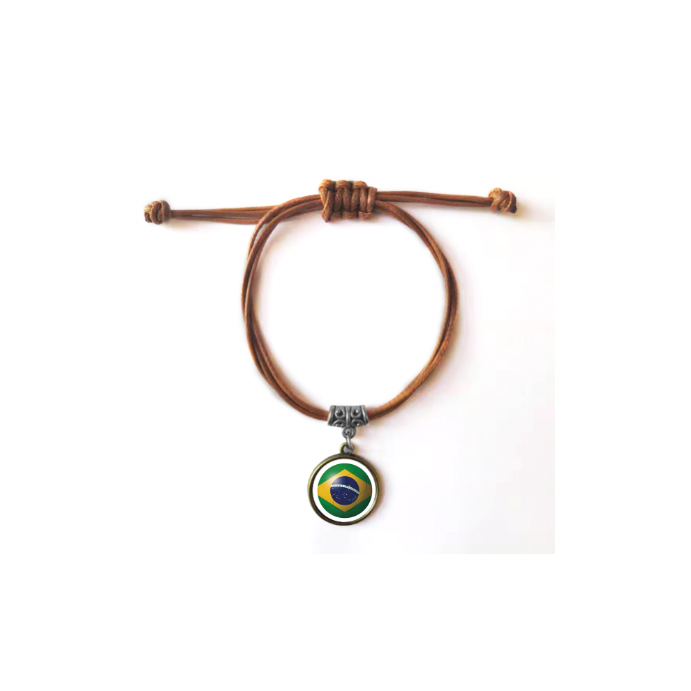 brazil national flag soccer football bracelet leather hide  wristband brown jewelry-image-OPC-PFHXK8G-NEW