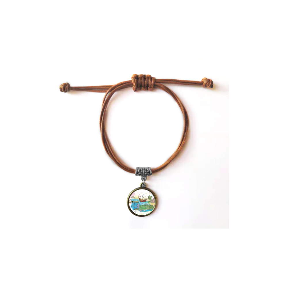 cancun mexico island mayan temple bracelet leather hide  wristband brown jewelry-image-OPC-PFHXK8P-NEW