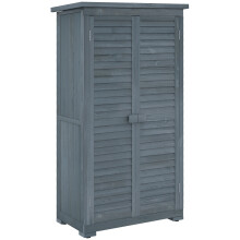 Outsunny Grey Wooden Garden Storage Shed with 3-Shelf Tool Cabinet, Fir Wood, Asphalt Roof, Latch Lock, 160x87x46.5 cm, 845-247GY