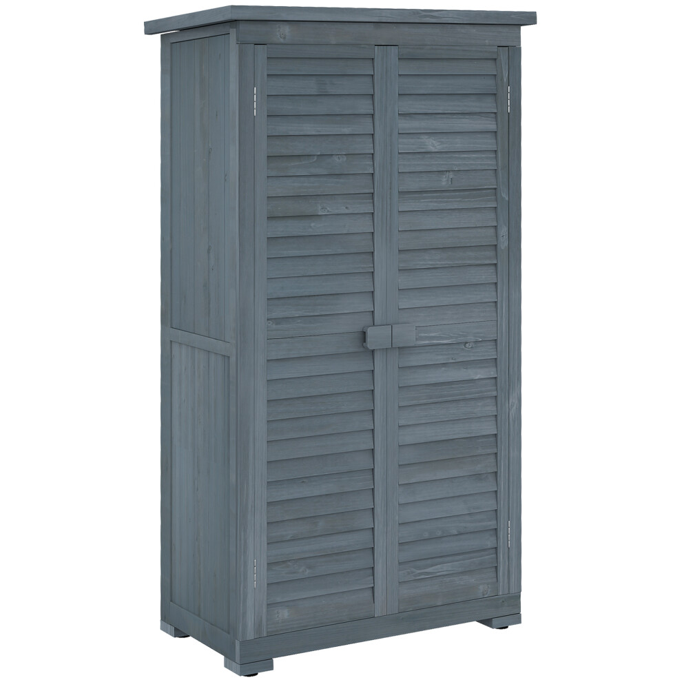 Outsunny Wooden Garden Storage Shed With 3-Shelf Tool Cabinet, Fir Wood, Asphalt Roof, Latch Lock, 160X87x46.5 Cm, 845-247Gy Grey