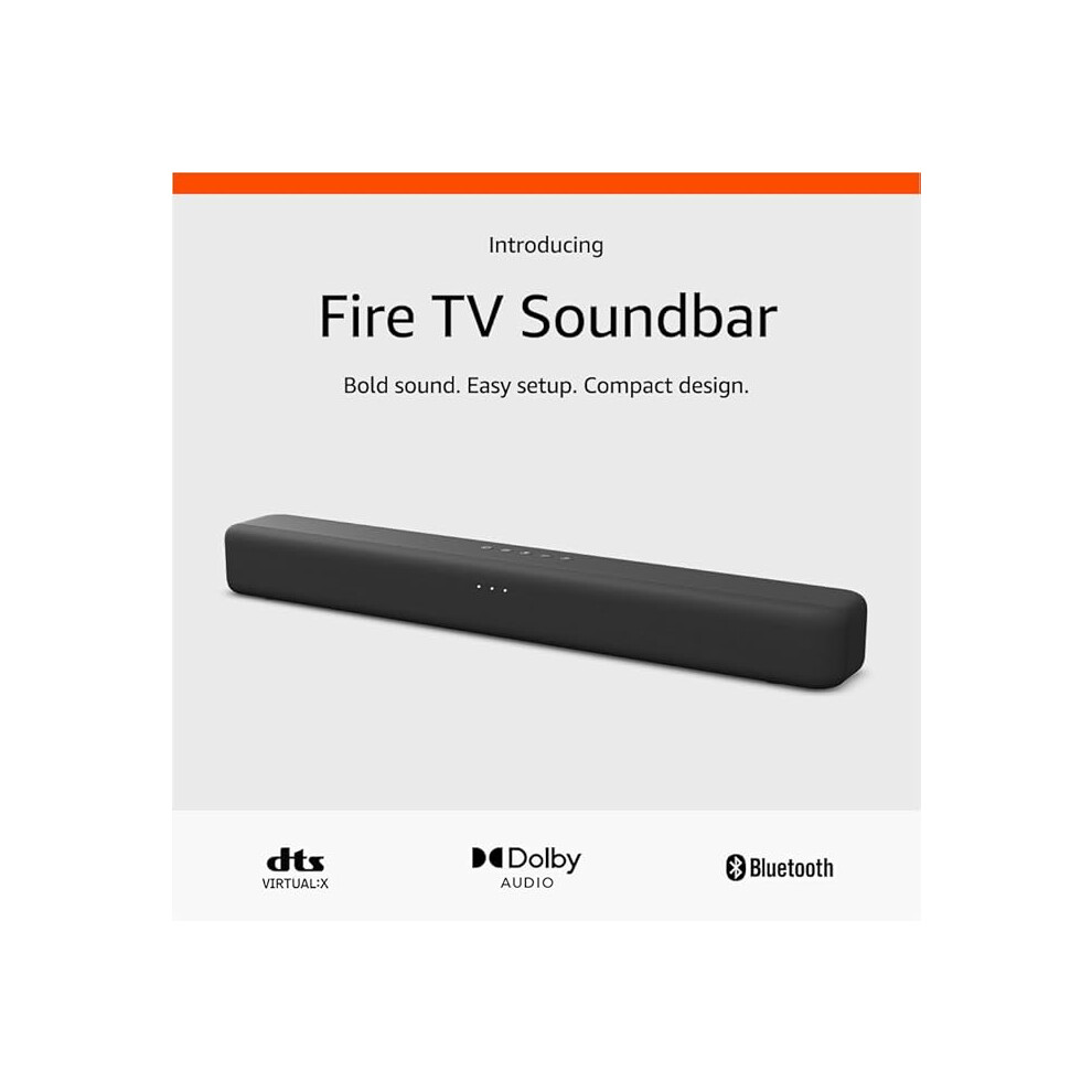 Introducing Amazon Fire TV Soundbar, 2.0 speaker with DTS Virtual:X and Dolby Audio, Bluetooth support