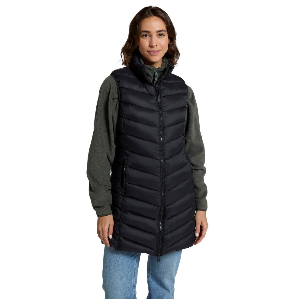 (8 UK, Jet Black) Animal Womens/Ladies Padded Longline Gilet