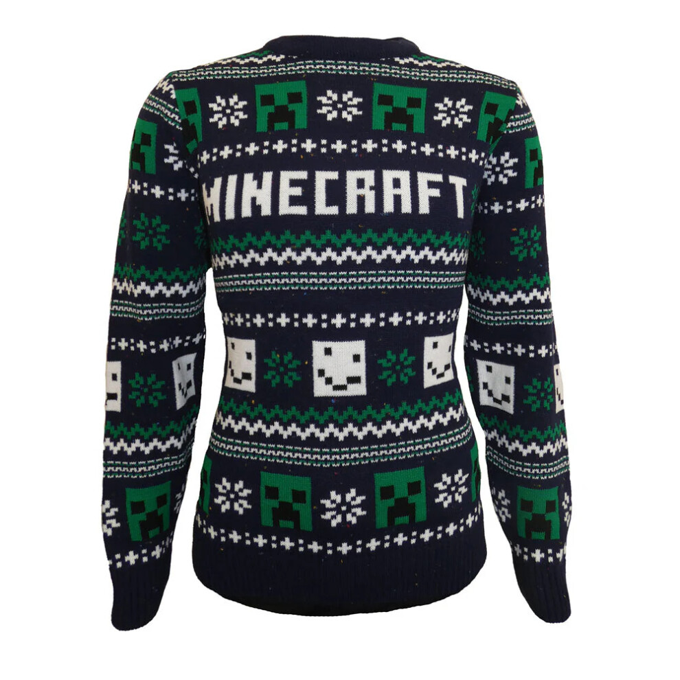 (XL, Multicoloured) Minecraft Unisex Adult Patterned Knitted Christmas Jumper