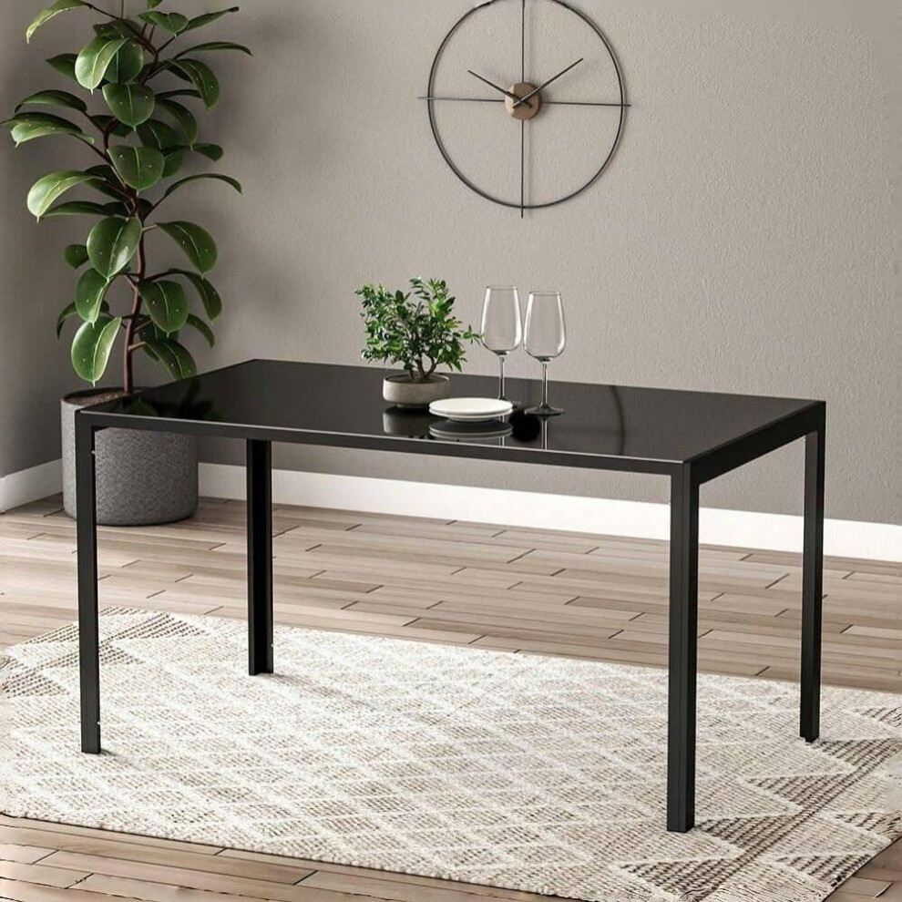 (140cm Table Only) Modern Tempered Glass Dining Table Kitchen Chairs