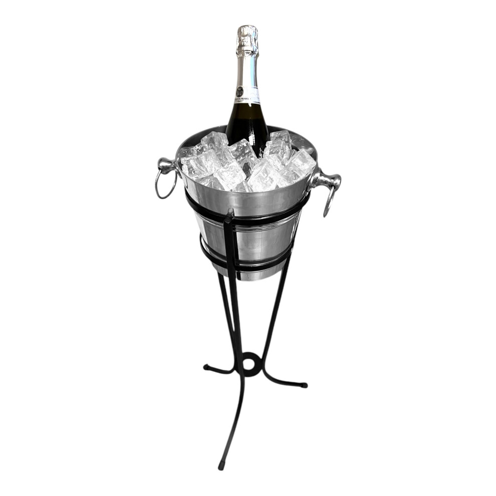 Aluminium Champagne Bucket 4 Litre with Wrought Iron Stand