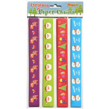 100 Christmas Paper Chains - Pre-Gummed, Lick-and-Stick Colorful Craft Decorations for Home & School