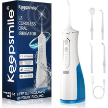 Keepsmile Water Flossers for Teeth Cordless,Portable Oral Irrigator 4 Modes,IPX7 Waterproof,300ML 4 Jet Tips USB Rechargeable Teeth Water Jet Cleaner