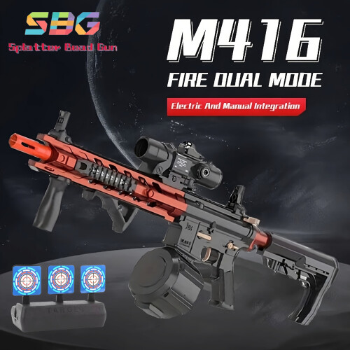 (Black Red+Target) HK416 Automatic Gel Blasters For Christmas Gift 2
