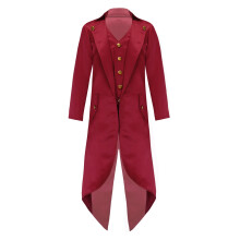 (burgundy, 16) Ocealan Kids Boys Gothic Tailcoat Medieval Prince Blazer High Low Jacket Steampunk Trench Purple 6