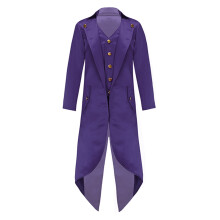 (burgundy, 8) Ocealan Kids Boys Gothic Tailcoat Medieval Prince Blazer High Low Jacket Steampunk Trench Purple 6