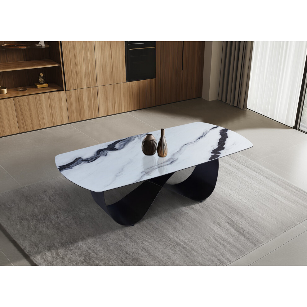 Florence Ceramic Dining Table  White and Grey Luxury Table